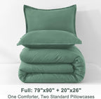 Litanika Comforters Full Size Haze Green, 3 Pieces Lightweight Solid Bedding Set & Collections, All Season Fluffy Bed Set (79x90 Inches Comforter & 2 Pillowcases)