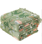 Snycler Boho Throw Blanket for Bed - 100% Cotton Ultra Soft Rustic Quilt Green Blanket - Floral Printed Farmhouse Decor Bed Blankets, 80"×90" All Season Rustic Throw for Sofa Couch Chair