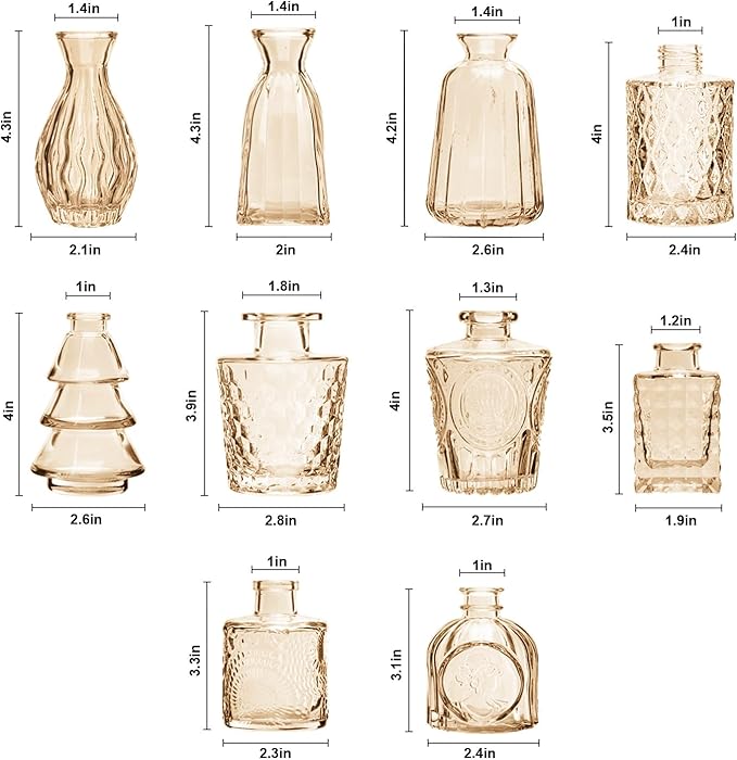 RUCKACE Bud Vases in Bulk 22 Gold Glass Small Vases Flower Vase for Centerpiece Table Wedding Decorations Home Decor Party