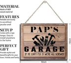 Rustic Sign, Father's Day Gift, Dad's Gift, Grandpa's Gift, Decor Hanging Wood Signs, Printed Wood Wall Art Sign, Pap's Garage, If He Can't Fix It We're All Screwed, Vintage Sign Gift for Grandpa