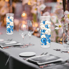 100PCS Blue White Faux Pearls Beads for Centerpiece Vases, Vase Filler Faux Pearls, No Holes Filler Beads for Party Anniversary Birthday Wedding Table Decor, 14/20/30mm