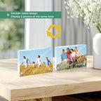 Golden State Art 4x6 Acrylic Picture Frames 5 Pack, Frameless Clear Photo Frame, Double Sided Freestanding, Tabletop Display for Home Office Desk