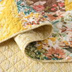 ENASAL Cotton Bedspread Quilt Sets Reversible Bedding Coverlet Sets Luxury Vintage Rustic Gorgeous Paisley Floral Yellow Real Patchwork Bedspread, Queen Size