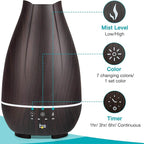 HealthSmart Essential Oil Diffuser, Cool Mist Humidifier and Aromatherapy Diffuser with 500ML Tank Ideal for Large Rooms, Adjustable Timer, Mist Mode and 7 LED Light Colors, Brown (Pack of 2)