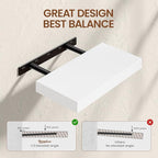 Heimlove White Floating Shelves for Wall,2 Packs 16 inches Natural Pine Solid Wood Bathroom Shelf Over Toilet Decor and Storage 8 inches Deep for Kitchen Bedroom Office & Living Room Wall Decor