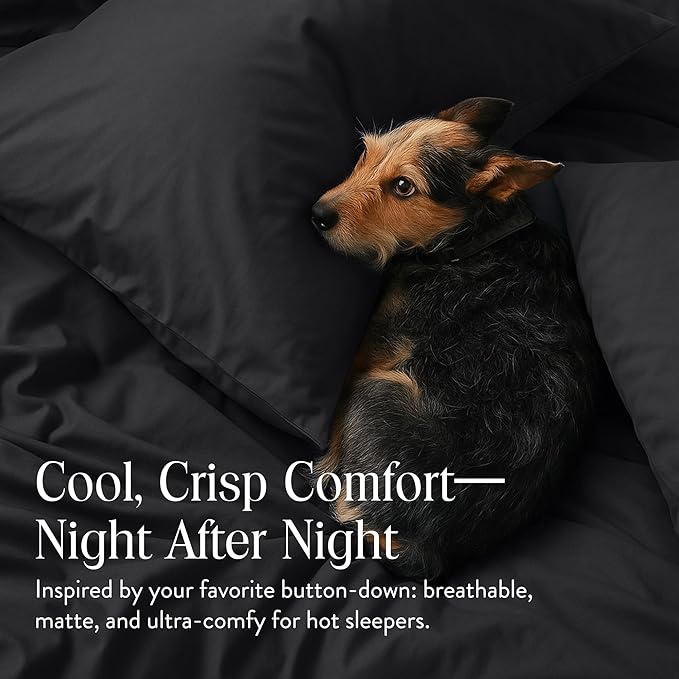 Brooklinen Luxury Percale Duvet Cover – 100% Cotton, Cool, Crisp, Extra-Long Corner Ties, Button Closure, Soft & Breathable – Machine Washable, Duvet Cover King/California King Bed Sizes (Slate)