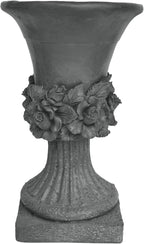 Christopher Knight Home Jorine Light Concrete Planter, Patio Planter, Mid-Centry Gadern Urn, Large Garden Pot, Floral Relif Design, Flower Urn with Drainage Hole for Backyard Home, Antique Gray