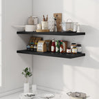 Dreamland 40" Floating Shelves for Wall, 12" Deep Slim Black Floating Shelves, Wall-Mounted Shelves for Bedroom, Living Room, Kitchen, Bathroom - Set of 2