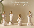4 Piece Set Sympathy Angel Figurines for Loss of Loved Ones Angel Statues Home Decor Serenity Prayer Grieving Remembrance Bereavement Gifts for Women Resin Sculpted Hand-Painted Figure Prayer Hands