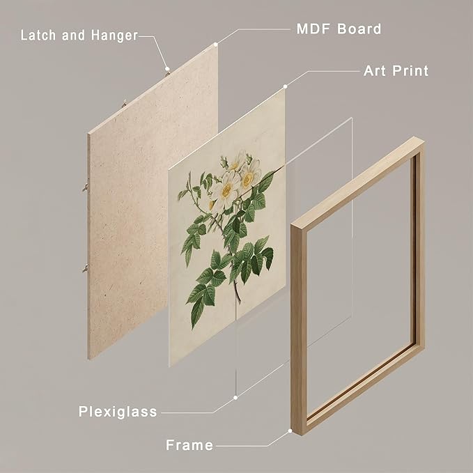 SIGNWIN Framed Vintage Colorful Wildflower Wall Art, Set of 4 Variety Floral Wall Decor Prints, Nature Wilderness Wall D¨¦cor for Living Room, Bedroom - 12"x16" Natural