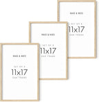 HAUS AND HUES Set of 3 Wooden Frames - 11x17 Natural Wood Picture Frames, Oak Beige