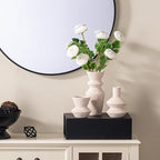 Ceramic Vase Home Table Decor - White Flower Vase Set of 3 Living Room Kitchen Decorations Farmhouse Modern Rustic Vases Decorative Centerpiece for Shelf Bedroom Office Bathroom Dining Coffee Desk