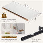 Fun Memories 24 Inch Floating Shelves for Wall, 9 Inch Deep White Rustic Wood Wall Mounted Shelves for Bathroom, Kitchen, Living Room, Set of 2