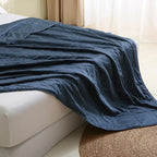 EP Mode Lightweight Quilt Blanket for Summer, Viscose from Bamboo Fabric & Filling, Natural, Breathable & Machine Washable- Navy Blue, Queen