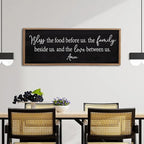 Bless the Food Before Us Sign Wall Decor 40"X15" Large Farmhouse Dining Room Wall Decor Framed Wood Rustic Home Wall Art Kitchen Decoration (Wood Black)