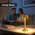 uuffoo Rechargeable Table Lamp, Outdoor Table lamp Cordless with Stepless Dimming & 3 Color Temperatures, Battery Operated Night Light for Patio, Bar, Restaurant, Home, Bedroom, Dining (Gold)