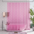 AmazerBath Shower Curtain Liner, 72x72 Transparent Hot Pink Shower Liner, Lightweight Plastic Shower Curtain Liners, Cute Waterproof Shower Liner for Bathroom with 3 Magnets & 12 Grommet Holes