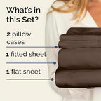 Twin Sheets Set 4 Piece - Includes 2 Pillowcases - Bed Sheets Twin Size - Soft Hotel Luxury Bedding - Cooling, Comfy, Cozy and Breathable - 1 Flat & 1 Fitted & 2 Pillowcases w/ Deep Pockets - Brown