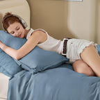 Litanika Grayish Blue Comforter Set Twin/Twin XL Size, 2 Pieces Lightweight Solid Bedding Comforter Set, All Season Fluffy Bed Set (66x90In Comforter & 1 Pillowcase)