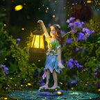 Fairy Garden Statue Solar Garden Fairy with Lantern Light Outdoor Decoration Waterproof Solar Sculpture for Patio Yard Lawn Gift for Mom Grandma