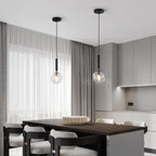 Modern Black Pendant Light Hanging Fixture Light for Kitchen Island Mid Century with Globe Pendant Light Clear Glass Pendant Lighting for Living Room Bedroom Entryway (3 Pack)