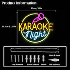 Karaoke Night Neon Sign Music Room Decor Karaoke Bar LED Sign for Wall Decor Karaoke Live On Air Neon Lights Signs Bar Open Neon Wall Light for Music Studio Game Room Decor