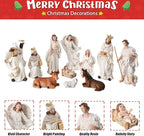Nativity Set 8.3 Inch 11 PCS Large Christmas Village Nativity Scene Indoor Collectible Bulidings Nativity Sets & Figures Vintage Xmas Holiday Decorations Displays for Room Desktop Decor