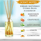 Urban Naturals Citrus Bliss Mandarin Orange & Grapefruit Essential Oil Reed Diffuser w/Real Orange! | Fresh Home Fragrance