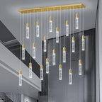 20-Lights Modern Crystal Chandeliers LED Pendant Light for Kitchen Island Dining Room Entrance Foyer Living Room 6000K Gold