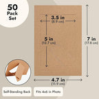 Juvale Brown Paper Frames - 4 x 6 in, 50 Pack, Classic - DIY Photo Frame Kit with Cardboard Easel Back for Tabletop Display & Bulk Craft Projects