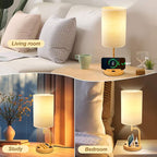 Dreamholder Table Lamp with 3 USB Charging Ports, Modern Desk Lamp with AC Outlet and Phone Stands, Perfect Bedside Lamp for Bedroom, Living Room, Office (Pack of 2)