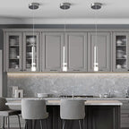 Modern Pendant Light Kitchen Fixture Dimmable LED Chrome Mini Pendant Lighting fo Kitchen Island Bedroom Bedside Table Small Pendant Lights (3-Pack)