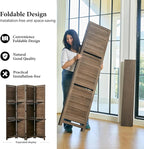 Partition Room Dividers, 67 * 51inch Folding Wood Privacy Screen with Three Display Shelves Suitable for Home Office, Study, Art Display - 4 Panel (Brown)