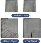 Twin XL Sheets Set 4 Piece - Includes 2 Pillowcases - Bed Sheets Twin XL - Soft Hotel Luxury Bedding - Cooling, Comfy & Breathable - 1 Flat & 1 Fitted & 2 Pillowcases w/ Deep Pockets - Heathered Grey