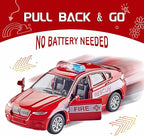 KIDAMI Die-cast Metal Toy Cars Set of 5, Openable Doors, Pull Back Cars Ambulance, Gift Pack for Kids (Official Car Ⅱ)