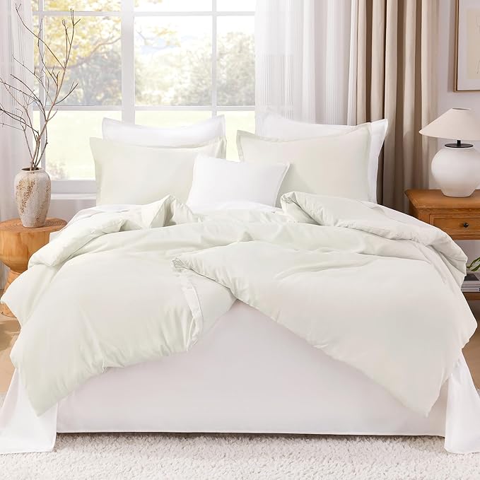 Litanika Ivory Comforter Set Twin/Twin XL Size, 2 Pieces Lightweight Solid Bedding Comforter Set, All Season Fluffy Bed Set (66x90In Comforter & 1 Pillowcase)