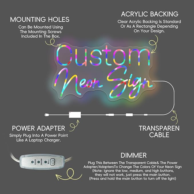 IbayNawi Custom Neon Signs, Personalized Large Neon Sign for Wall Decor, Colorful Neon Sign Custom Wedding Birthday Party Gift Neon Name Sign