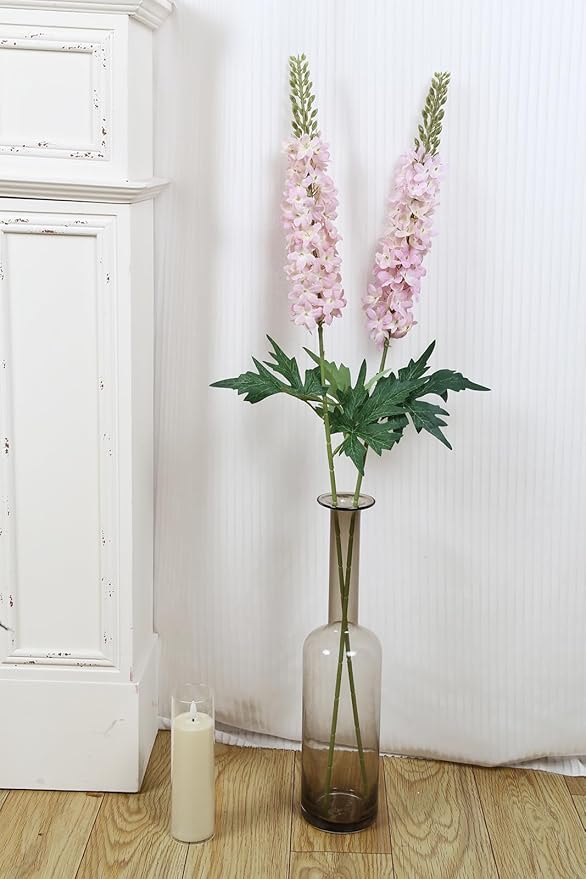 Delphinium Artificial Flowers,6PCS Tall Pink Fake Flowers 29.5" Faux Hyacinth Silk Flowers with Stems for Wedding Party Home Garden Decor (Pinkish Purple)