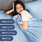 Full Size 4 Piece Sheet Set - Comfy Breathable & Cooling Bed Sheets Set - Hotel Luxury Bedding for Women, Men, Kids, Teens, Boys & Girls - Deep Pockets, Soft and Wrinkle Free - Oeko-Tex - Light Blue