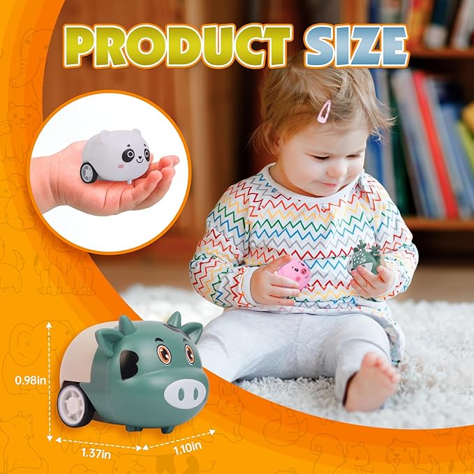 36 pcs Animals Pull Back Cars, Mini Vehicles Toy Small Cars Pull Back Racing Vehicles Set, Mini Toy Cars, Carnival Prizes Goodie Bag Stuffers, Mini Car Party Favors for Kids