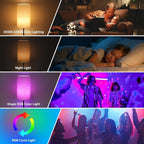 Unicozin Table Lamp, 3 CCT 3000K/4500K/6500K & RGB Color Changing, Stepless Dimmable, 17Inch Bedside Lamp for Reading, Ambience Nightstand Light for Home Decor Party, Beige Shade