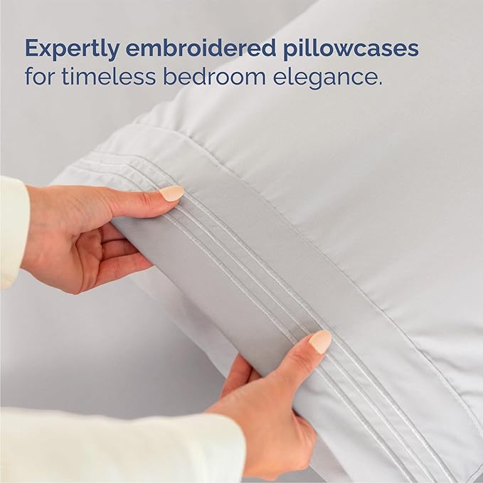 Queen Size 4 Piece Sheet Set - Comfy Breathable & Cooling Bed Sheets Set - Hotel Luxury Bedding for Women, Men, Kids, Teens, Boys & Girls - Deep Pockets, Soft, Wrinkle Free - Oeko-Tex - French Grey