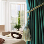 Fenghuangwu Curtain Tiebacks Handmade Elegant Curtain Tie Backs Holdbacks with Tassel for Home Office Decor 2 Pack - Blue