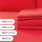 Queen Sheets Set 6 Piece - Bed Sheets Queen Size - Soft Hotel Luxury Bedding - Cooling, Comfy & Breathable - 1 Flat & 1 Fitted & 4 Pillowcases with Deep Pockets - Wrinkle Resistant & Fade Free - Red