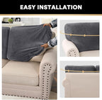 PrinceDeco Sectional Couch Covers Velvet Cushion Covers for Sectional Couch Cushion Covers for Sectional Sofa Separate Sectional Sofa Slipcovers Washable(1 Chaise Back+ 2 Sofa Back,Grey)