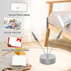 3 Pack Desktop Photo Tree Holder Clip Round Base, 3-Branch Gift Card Holder with Clips, Memo and Picture Display Clip Holder Stand for Wedding Party Photo Clip Holder Table Numbers Silver