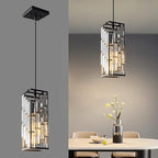 Black Pendant Lighting Modern Pendant Light, Mini Crystal Chandeliers,Adjustable Pendant Light Fixture for Kitchen Island Dinning Room Bedroom (1 Pack)