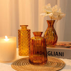 Glass Bud Vases Set of 10, Small Flower Vase in Bulk for Centerpieces, Mini Vintage Amber Vases for Rustic Wedding Vintage Home Table Decor