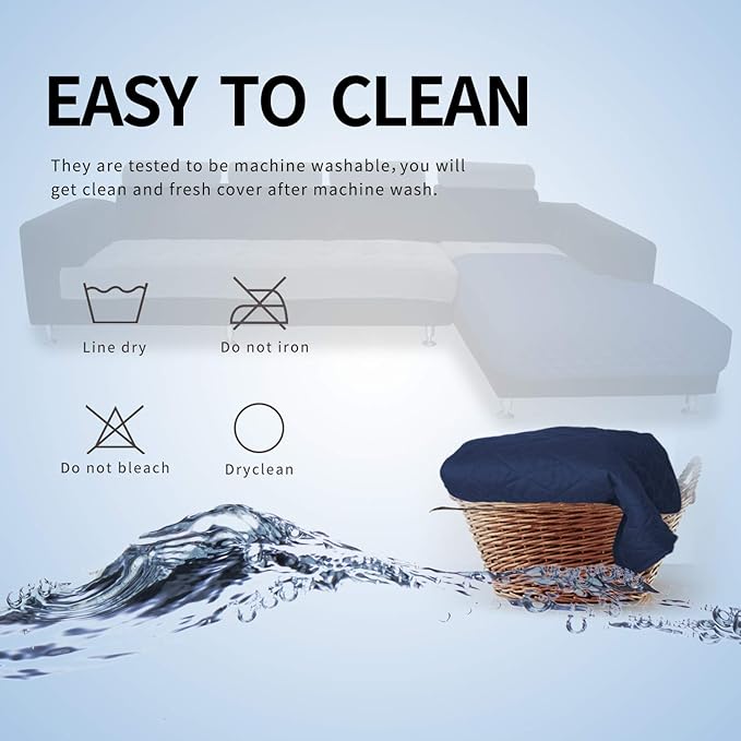 Easy-Going Sectional Couch Covers for Dogs L Shape Sofa Cover Reversible Sofa Slipcover Chaise Lounge Cover Furniture Protector Cover for Pets Dog Cat (42 x 68 inches, Navy/Navy)