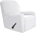 Easy-Going Recliner Stretch Sofa Slipcover Sofa Cover 4-Pieces Furniture Protector Couch Soft with Elastic Bottom Spandex Jacquard Fabric Small Checks(Recliner,Snow White,Large)
